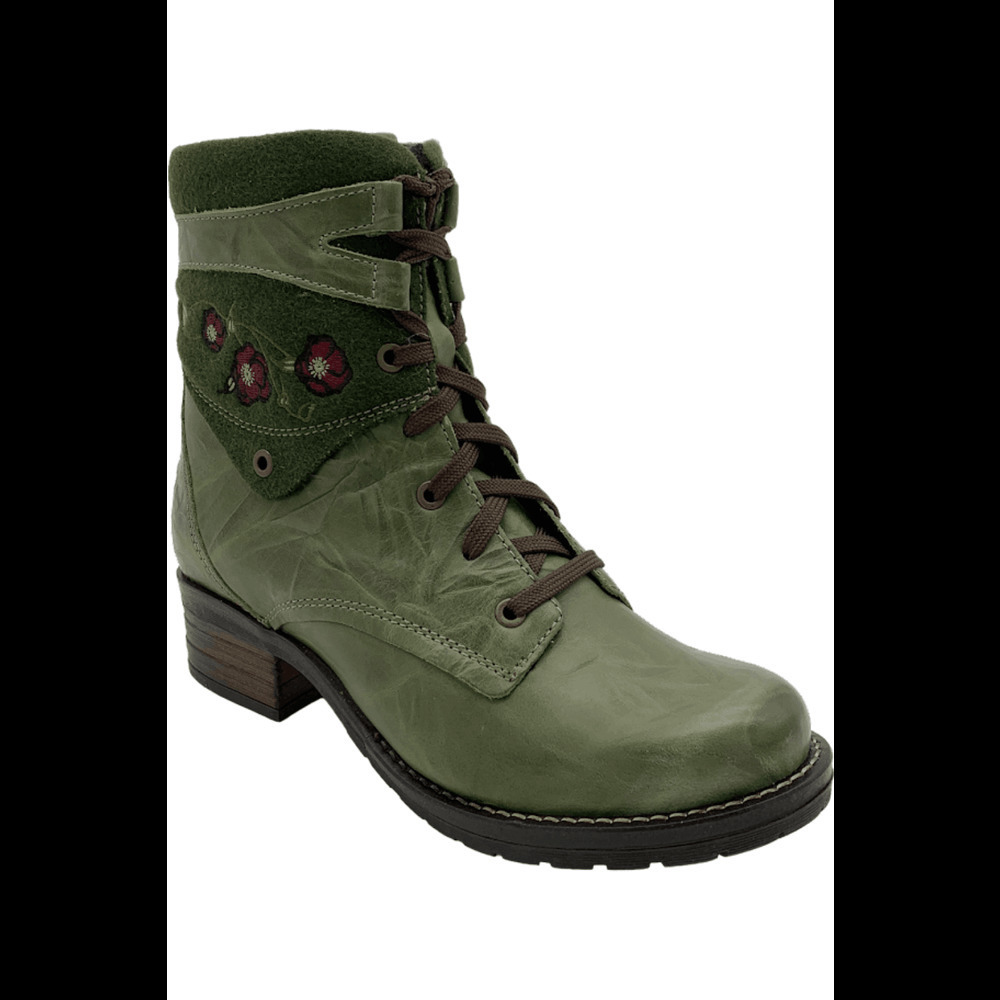 Dromedaris Leather Short Lace-Up Boots Kara Burel Embroidery - Medium